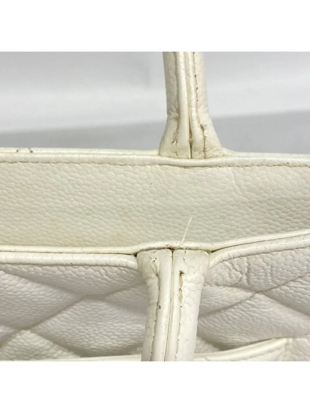 Chanel Tote Reissue Caviar Leather White Gold